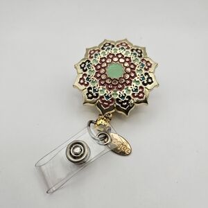 Boojee Gold and Multicolor Badge Retractable Reel. Mandala